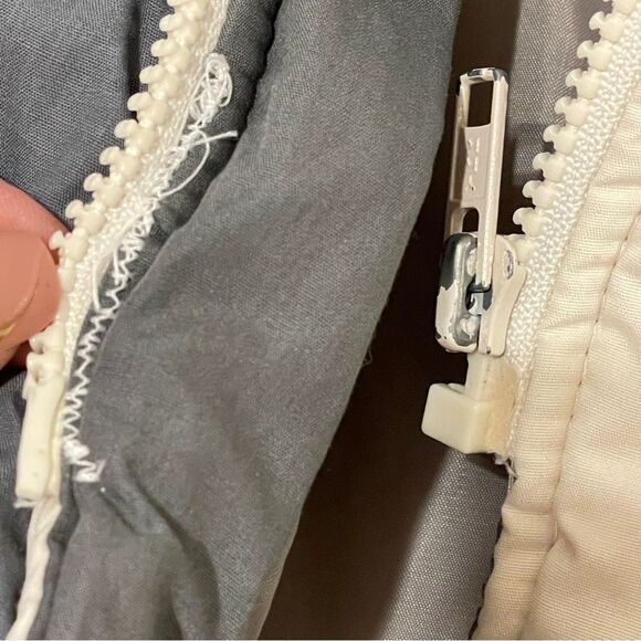 Vintage 80’s Saxton Hall Zipper And Button Puffer Coat White Gray Large - Picture 12 of 15